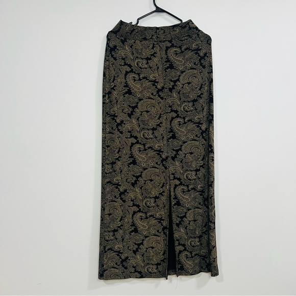 Vintage Susan Lawrence Paisley Black and Gold Maxi Skirt Victorian Layering - Picture 4 of 7